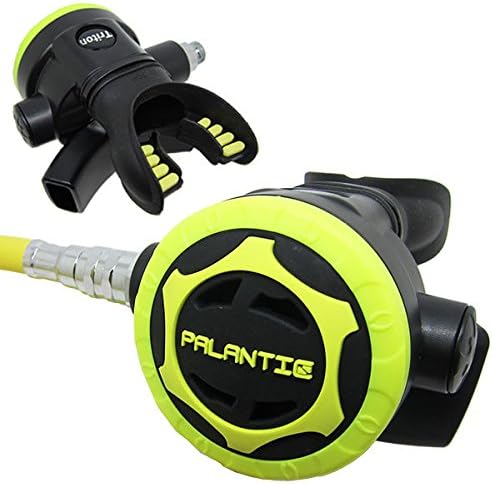 Palantic AS103 Yoke Regulator & Octopus Combo for Scuba Diving | High-Performance Over-Balanced Regulator, Silicone Mouthpiece, 27" Hose, Large Purge Button, 36" Yellow Octopus Hose