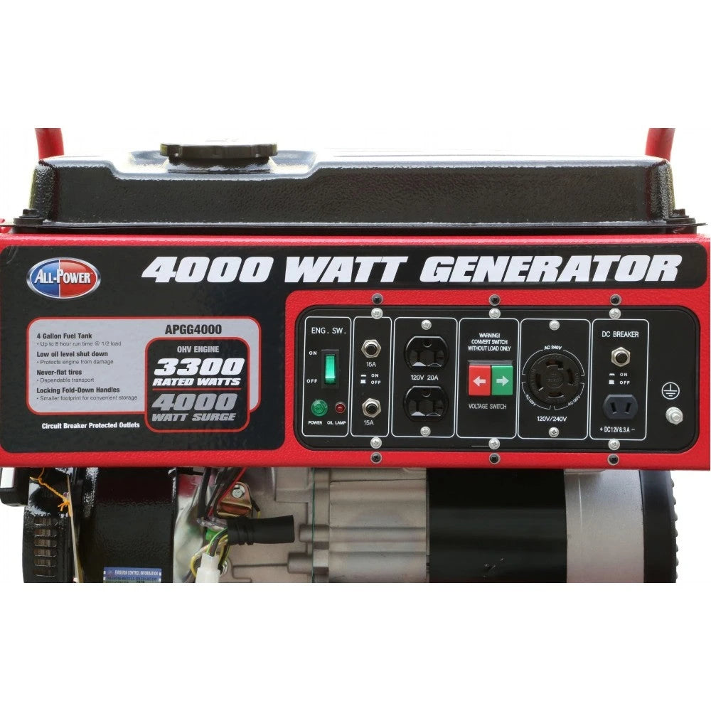 4000 Watt Generator APGG4000, 4000W Portable Generator for Home Use Power Backup, RV Standby, Hurricane Damage Restoration Power Backup, EPA Certified