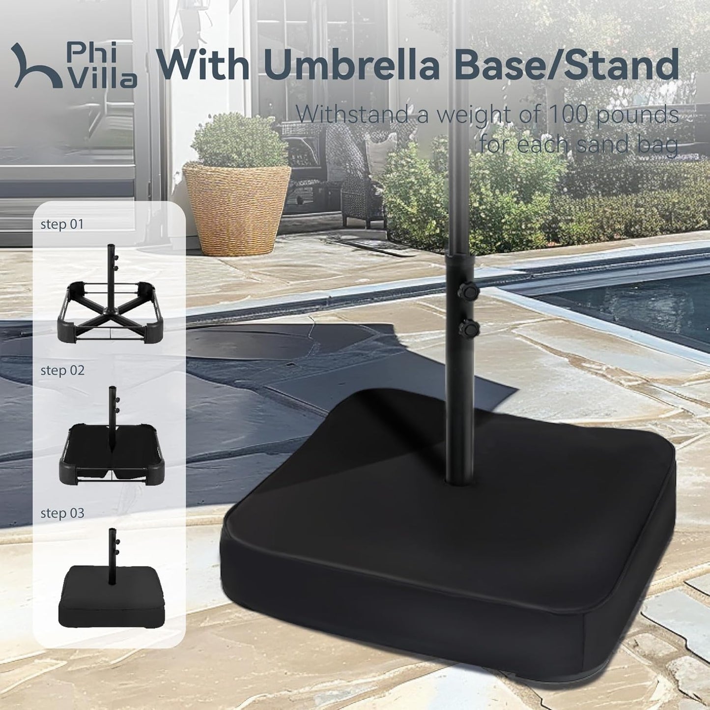 15ft Patio Umbrella Double-Sided Outdoor Market Extra Large Umbrella with Crank, Umbrella Base Included (Dark Red)