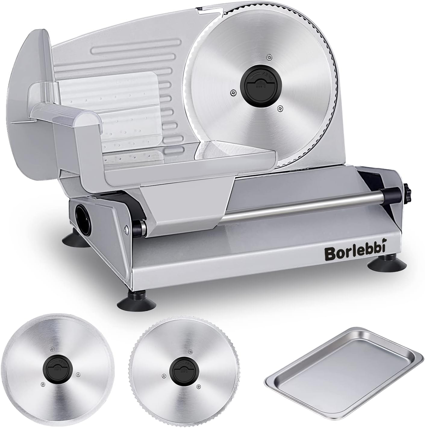 Meat Slicer, 200W Electric Food Slicer with Two Removable 7.5"Stainless Steel Blades