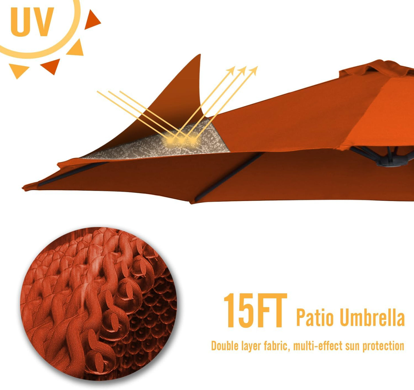 15ft Patio Umbrella with Solar Lights, Large Double Umbrella Outdoor, Rectangle 180''x106'' Umbrellas with 156 PCS LED Lights and Crank Handle for Backyard Deck Pool Shade in Black(1.9" Pole)