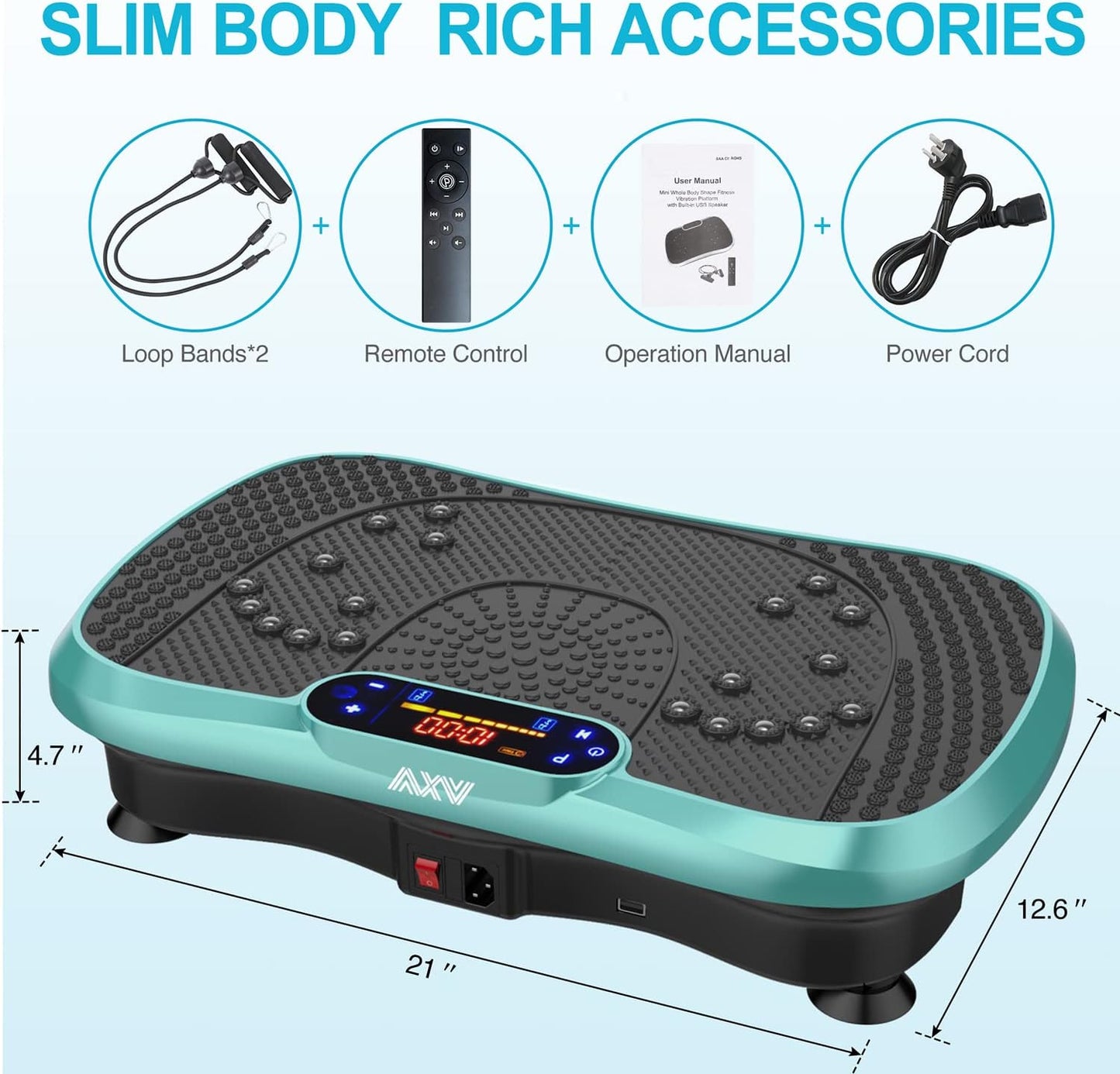 Vibration Plate Fitness Platform Exercise Machine Vibrating Lymphatic Drainage Shaking Full Body Shaker Workout Vibrate Stand Shake Board Sport Gym for Weight Loss Fat Burner for Women Men