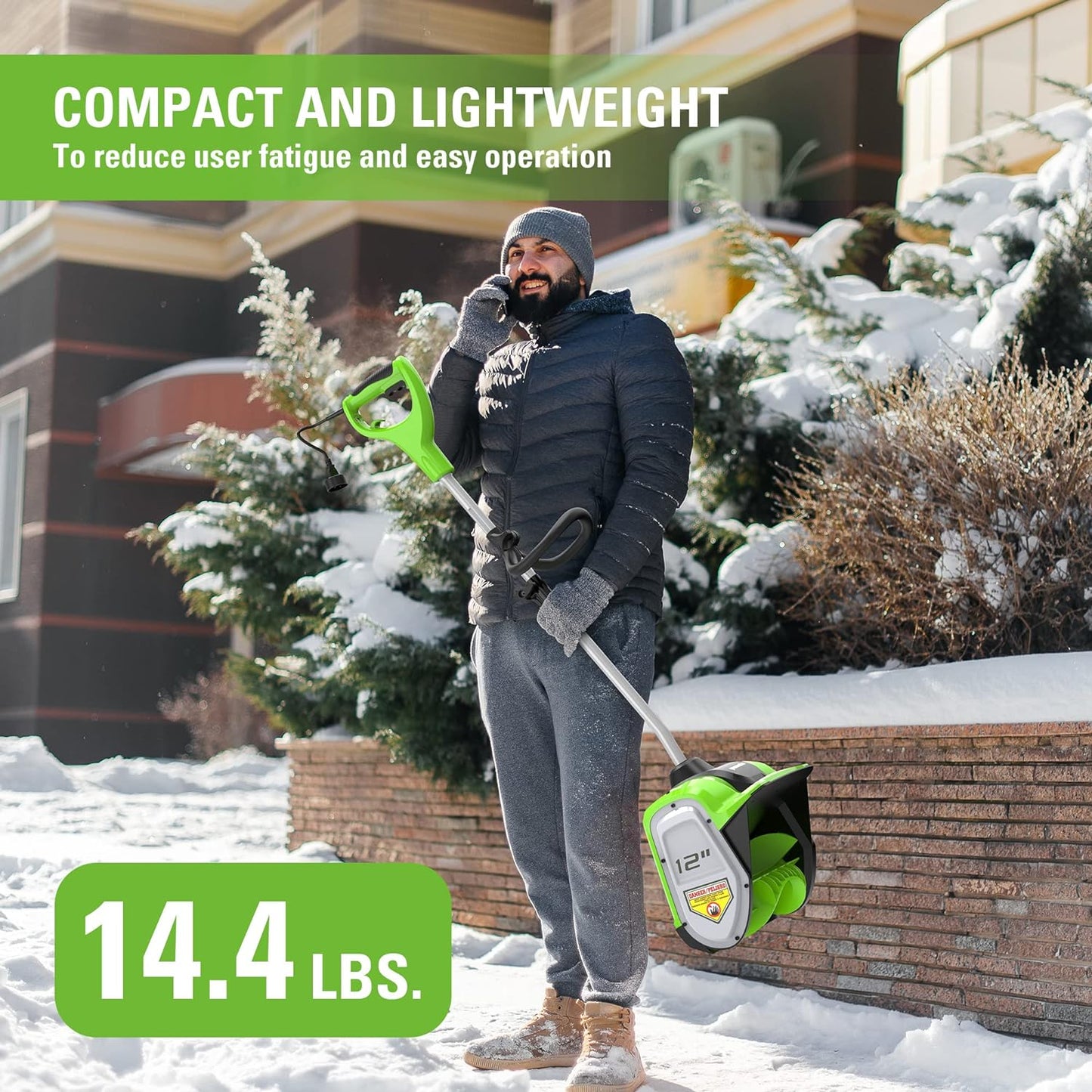12-inch cordless snow shovel, includes 4.0Ah battery and charger