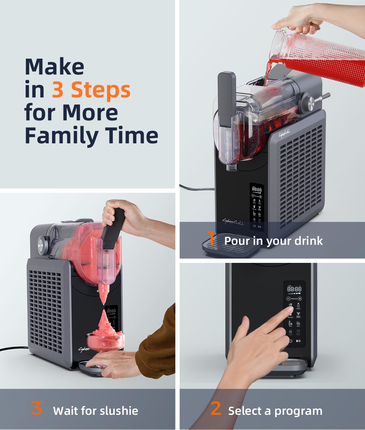24-Hour Delay Start&Cold Retention, 68 oz Slushy Machine with Self-Cleaning Function, Frozen Drink Maker with 5 Preset Programs,Frozen Margaritas, Frappés, and More