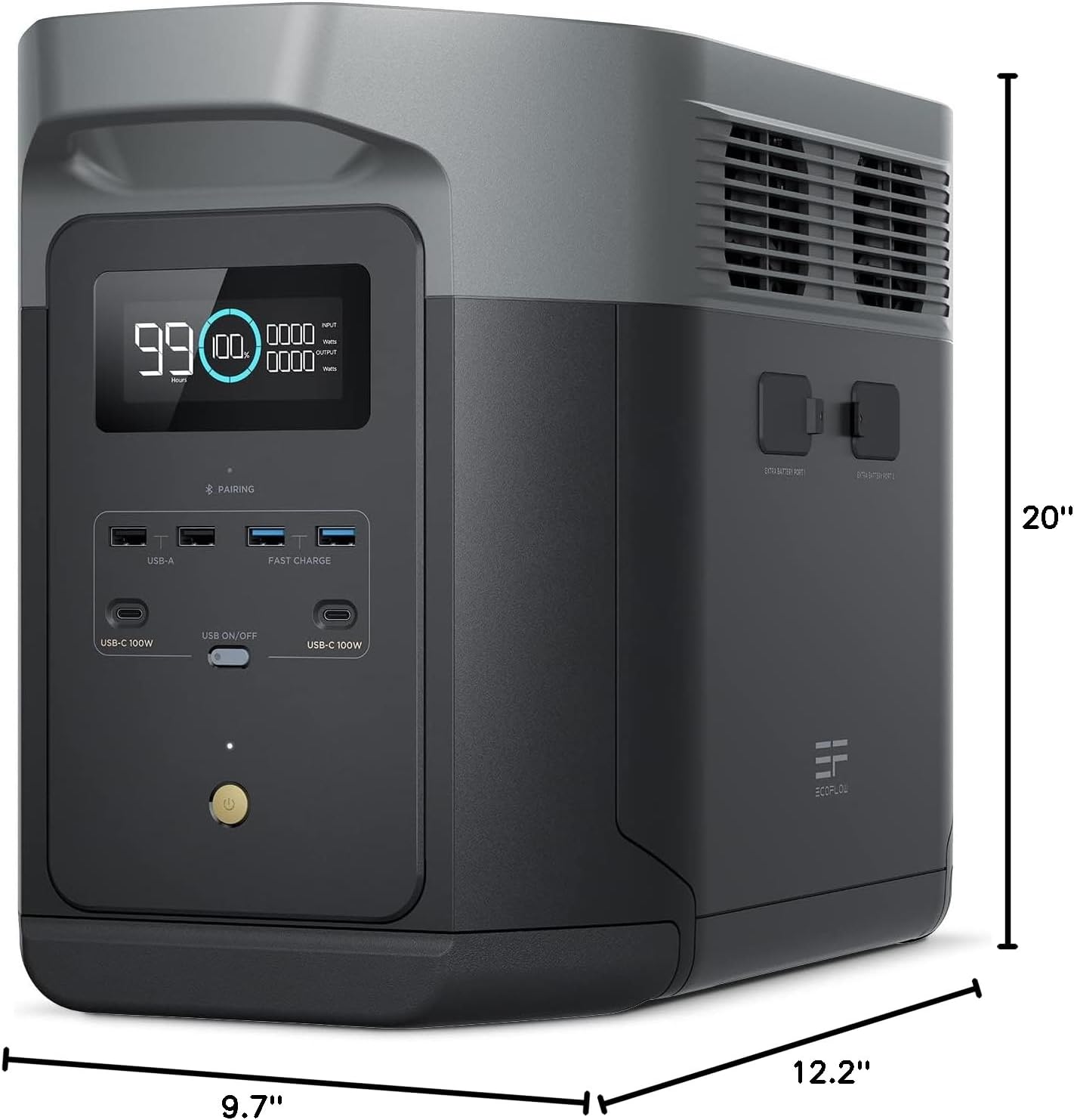 Portable Power Station DELTA 2 Max, 2400W LFP Solar Generator, Full Charge in 1 Hr, 2048Wh Solar Powered Generator for Home Backup(Solar Panel Optional)