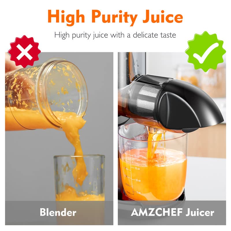 Masticating Juicer Machines, AMZCHEF Slow Cold Press Juicer with Reverse Function