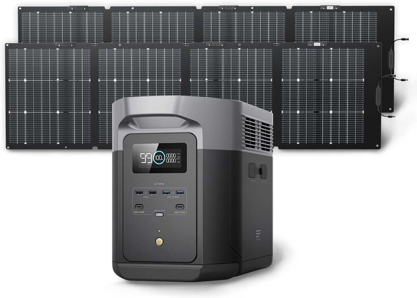 Portable Power Station DELTA 2 Max, 2400W LFP Solar Generator, Full Charge in 1 Hr, 2048Wh Solar Powered Generator for Home Backup(Solar Panel Optional)