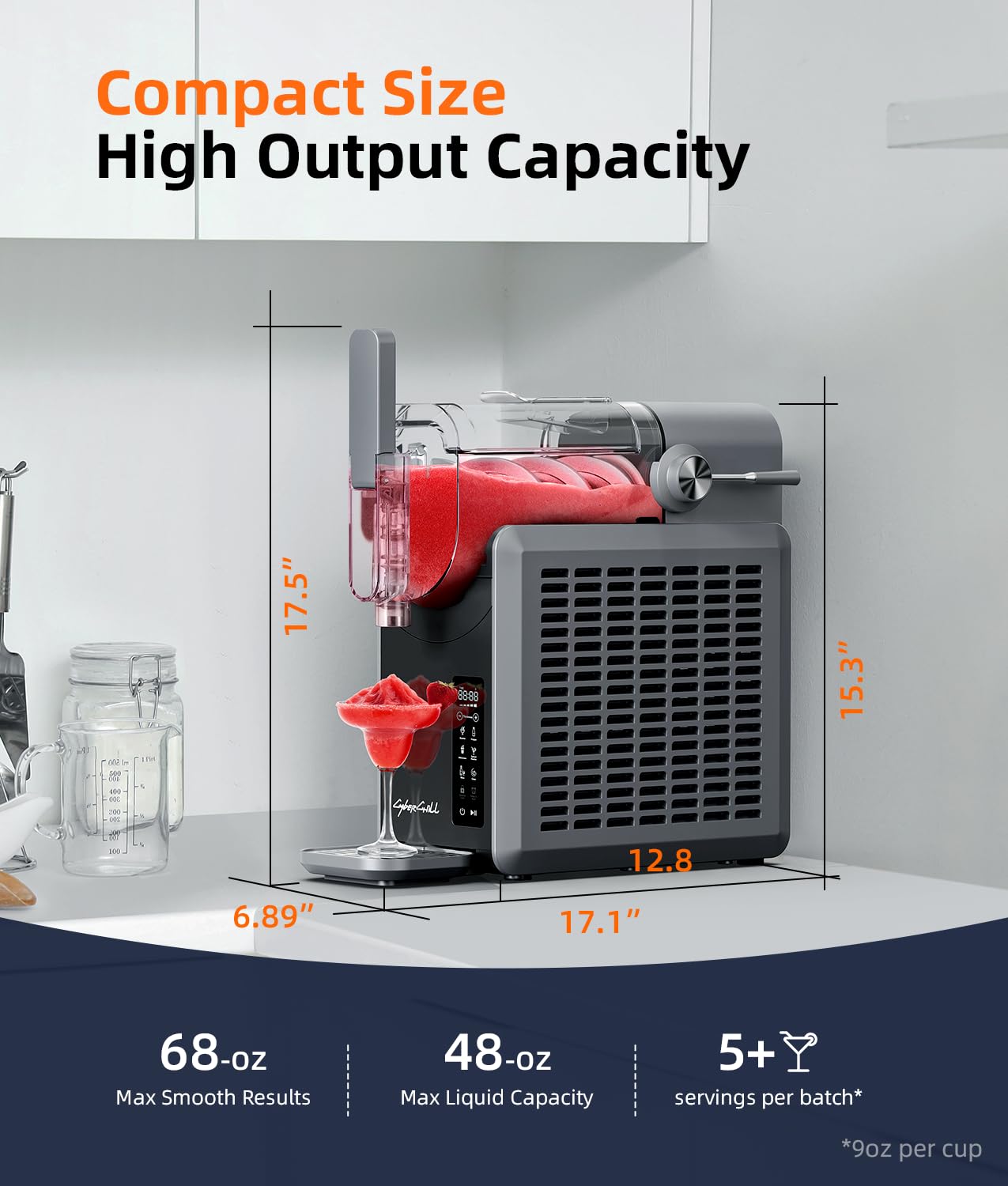 24-Hour Delay Start&Cold Retention, 68 oz Slushy Machine with Self-Cleaning Function, Frozen Drink Maker with 5 Preset Programs,Frozen Margaritas, Frappés, and More