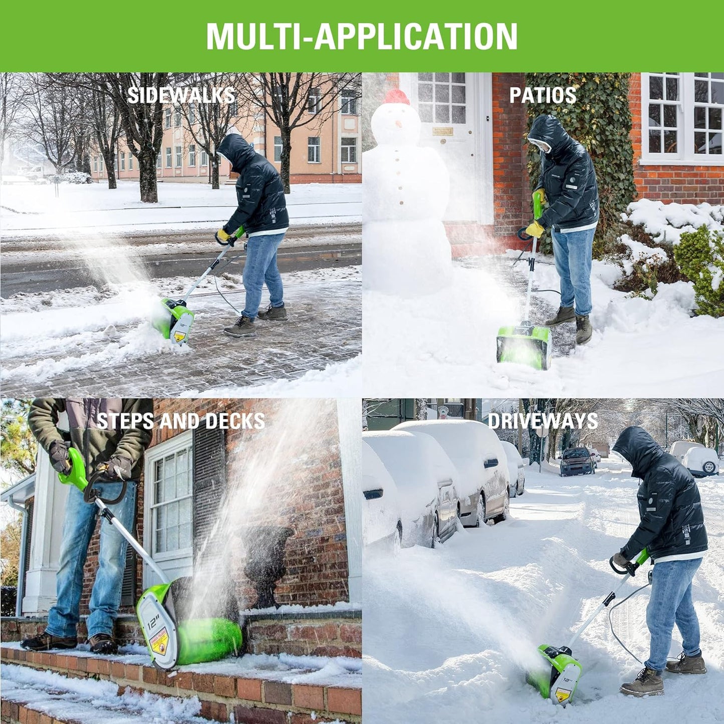 12-inch cordless snow shovel, includes 4.0Ah battery and charger