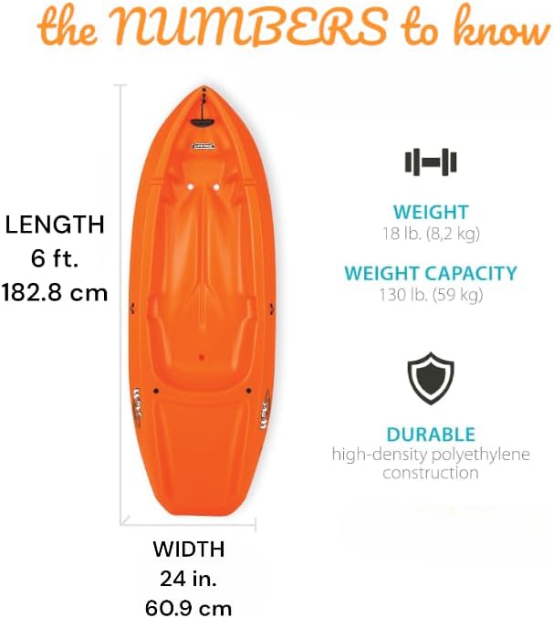 The Wave 6' Youth Kayak with Paddle. Designed for Stability and Safety, It's The Perfect Choice for Young Paddlers Ready to Conquer The Water