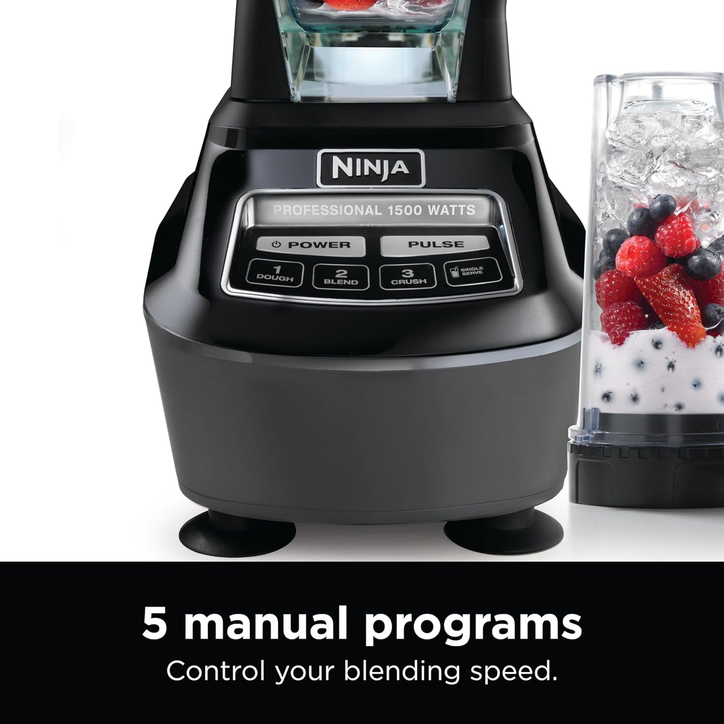 Ninja Blender, Mega Kitchen System, 1500W, 4 Functions for Smoothies, Processing, Dough, Drinks & More, with 72 Blender Pitcher, 64 Processor Bowl, 2 Nutri Cups + Lids, Black, BL770