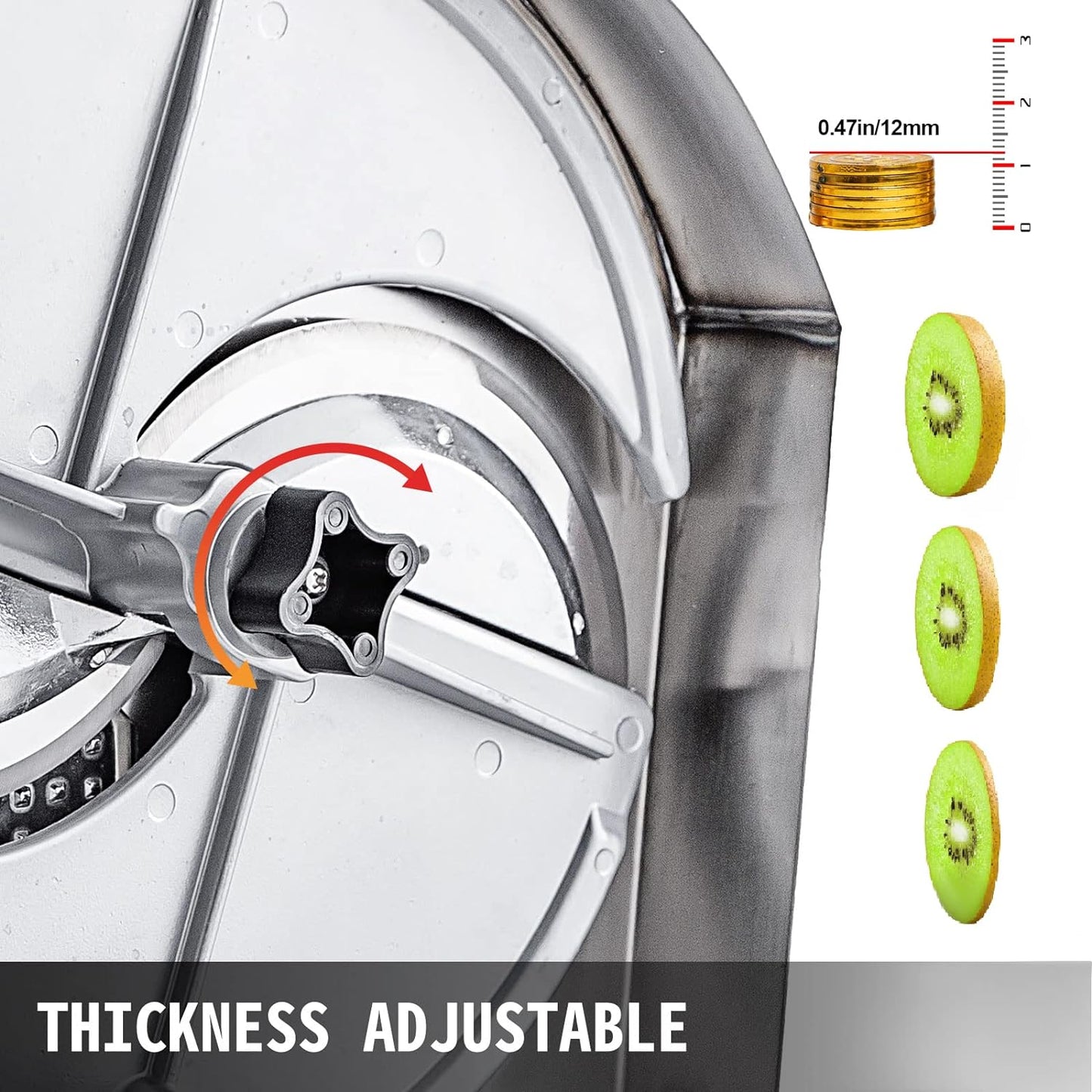 Stainless Steel Commercial Vegetable Slicer, Adjustable 0.2-12mm Thickness, Manual Multifunctional Slicer for Fruits & Vegetables