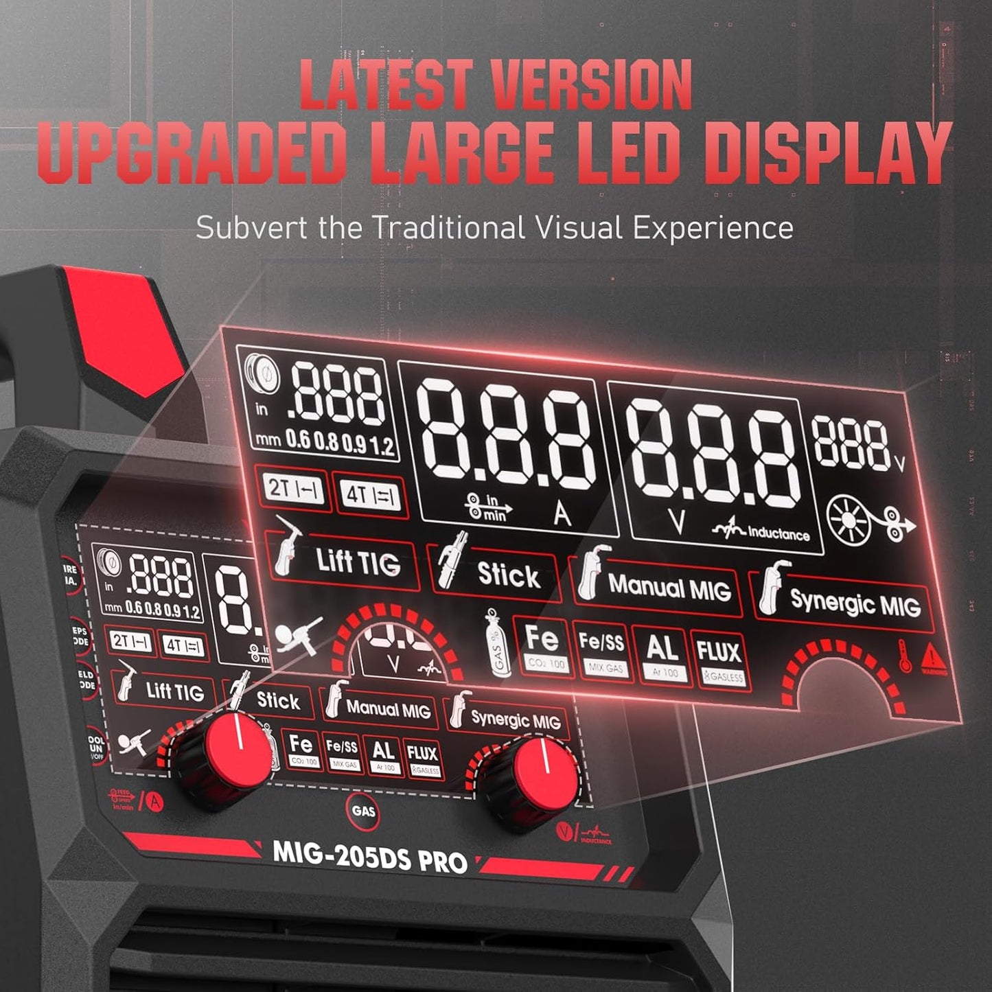 135Amp MIG Welder,110V Flux Core Welder Flux MIG/Lift TIG/Stick 3-in-1 Large LED Digital Display Welding Machine IGBT Inverter Welder FLUX-135PRO