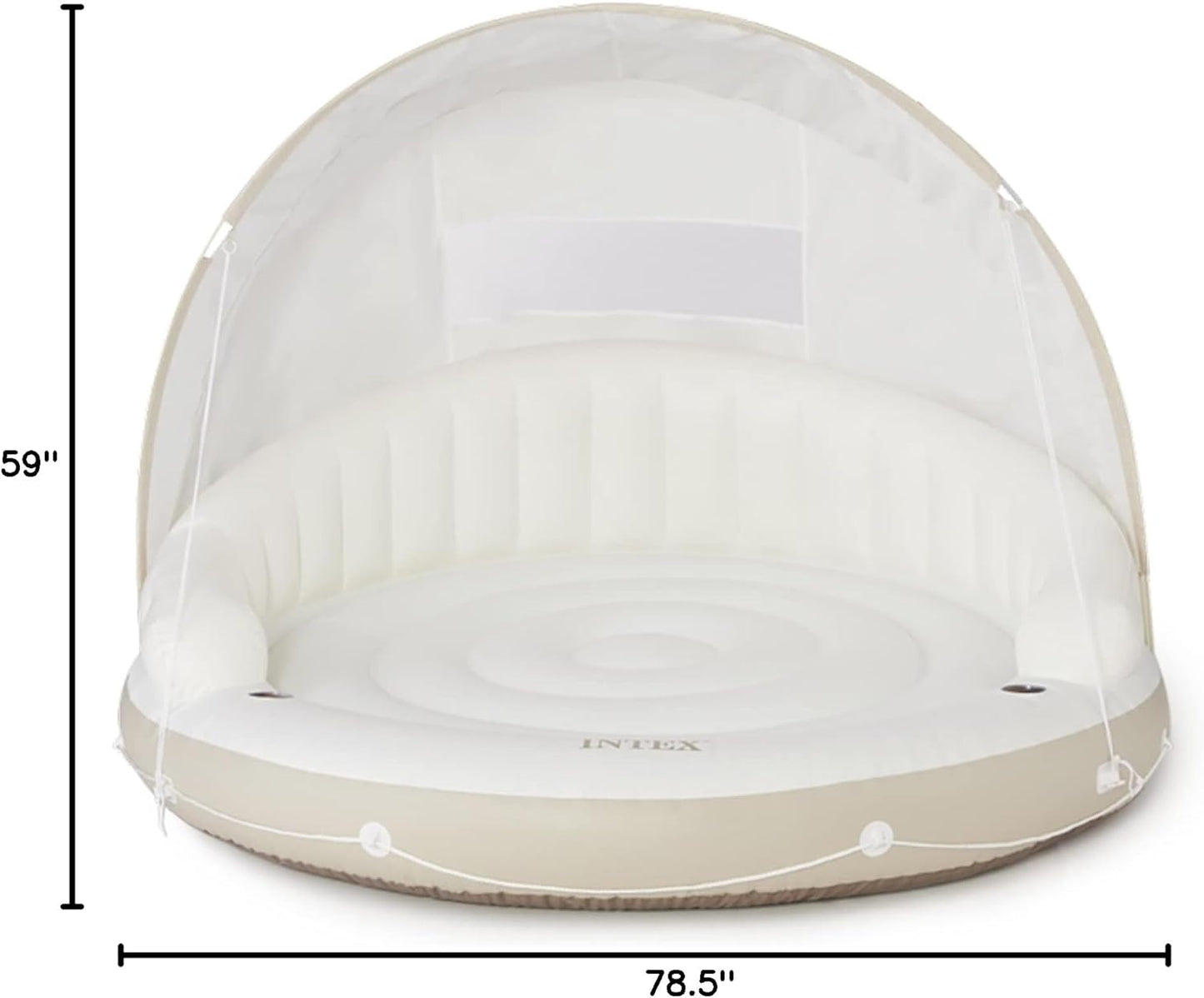 58292EP Canopy Island Inflatable Pool Float: Comfortable Lounge Surface – Built-in Cup Holders – Detachable Sunshade – 440lb Max Weight Capacity – 78.5" x 59"