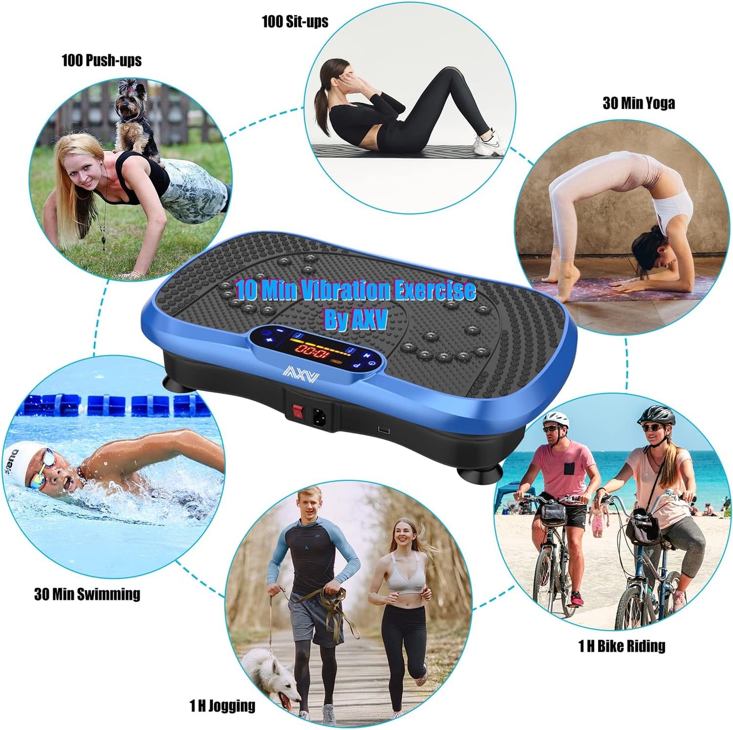 Vibration Plate Fitness Platform Exercise Machine Vibrating Lymphatic Drainage Shaking Full Body Shaker Workout Vibrate Stand Shake Board Sport Gym for Weight Loss Fat Burner for Women Men