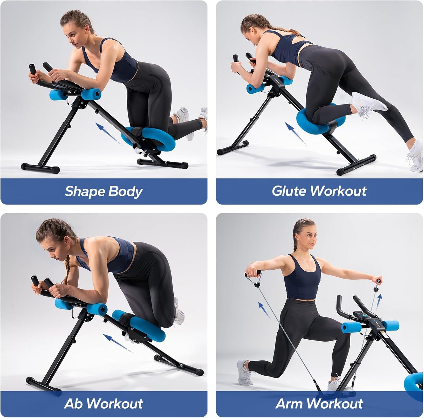 Ab Workout Equipment, Adjustable Ab Trainer Machine for Abs Workout at Home Gym, Foldable, Knee Protection, Abdominal Trainer for Stomach Workout