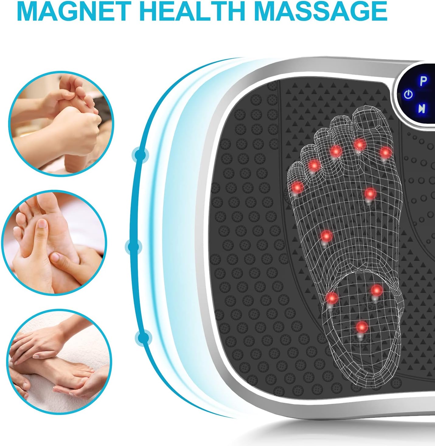 Vibration Plate Fitness Platform Exercise Machine Vibrating Lymphatic Drainage Shaking Full Body Shaker Workout Vibrate Stand Shake Board Sport Gym for Weight Loss Fat Burner for Women Men
