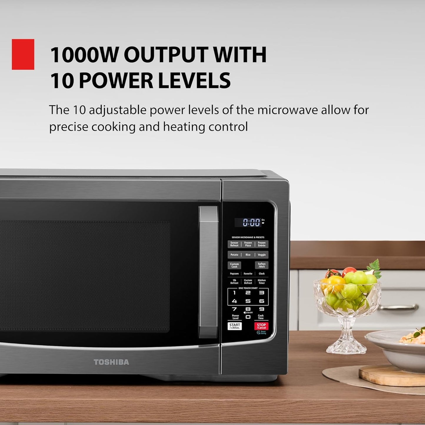 Air Fryer Combo 8-in-1 Countertop Microwave Oven, with Convection, Broil, Odor Removal Mode, 12.4" Position Memory Turntable, Child-Lock, 1.0 Cu.ft, Black Stainless Steel, ML2-EC10SA(BS)