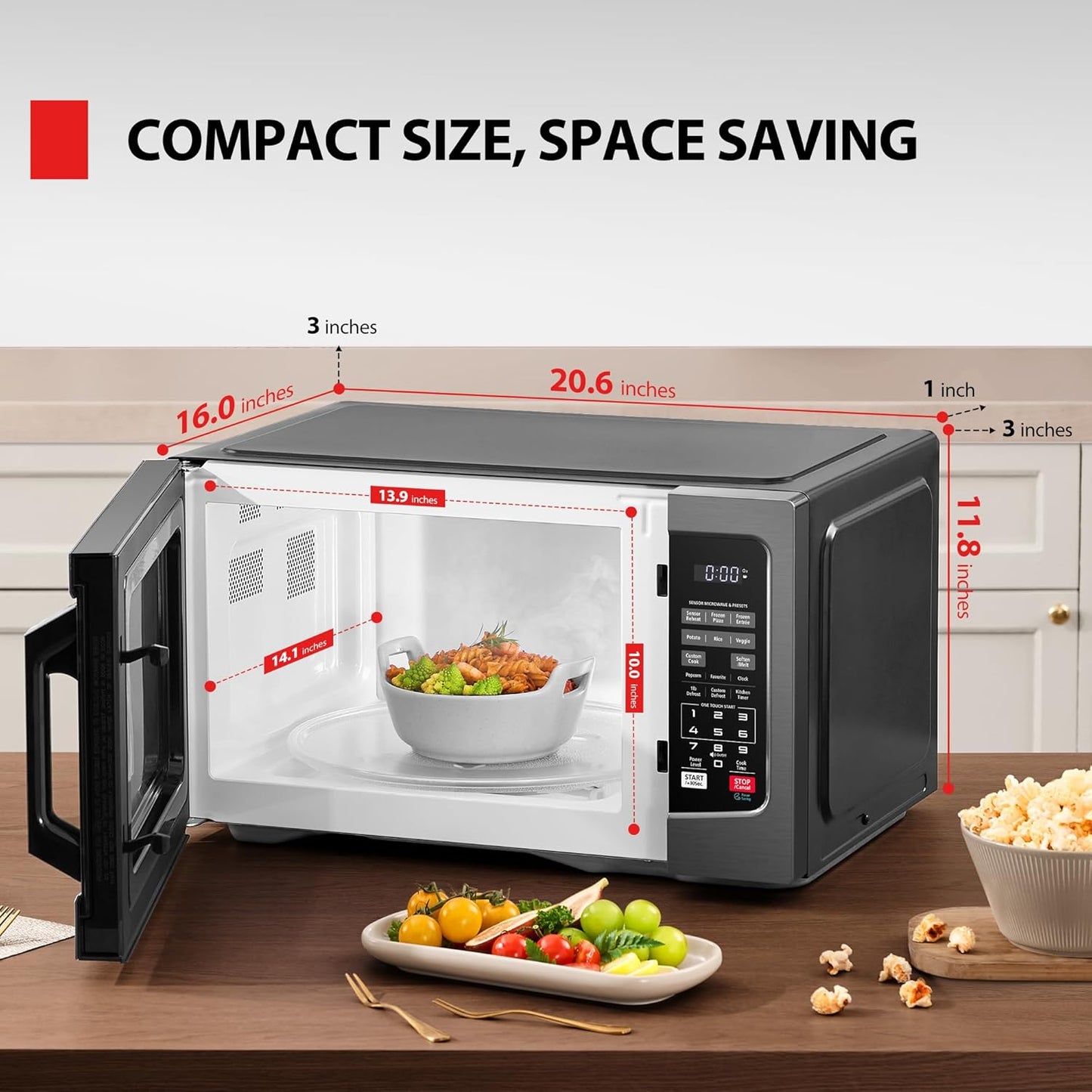 Air Fryer Combo 8-in-1 Countertop Microwave Oven, with Convection, Broil, Odor Removal Mode, 12.4" Position Memory Turntable, Child-Lock, 1.0 Cu.ft, Black Stainless Steel, ML2-EC10SA(BS)