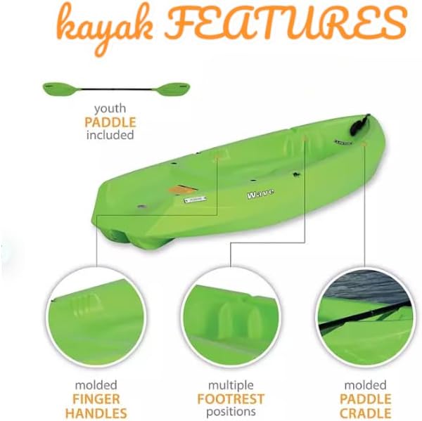 The Wave 6' Youth Kayak with Paddle. Designed for Stability and Safety, It's The Perfect Choice for Young Paddlers Ready to Conquer The Water