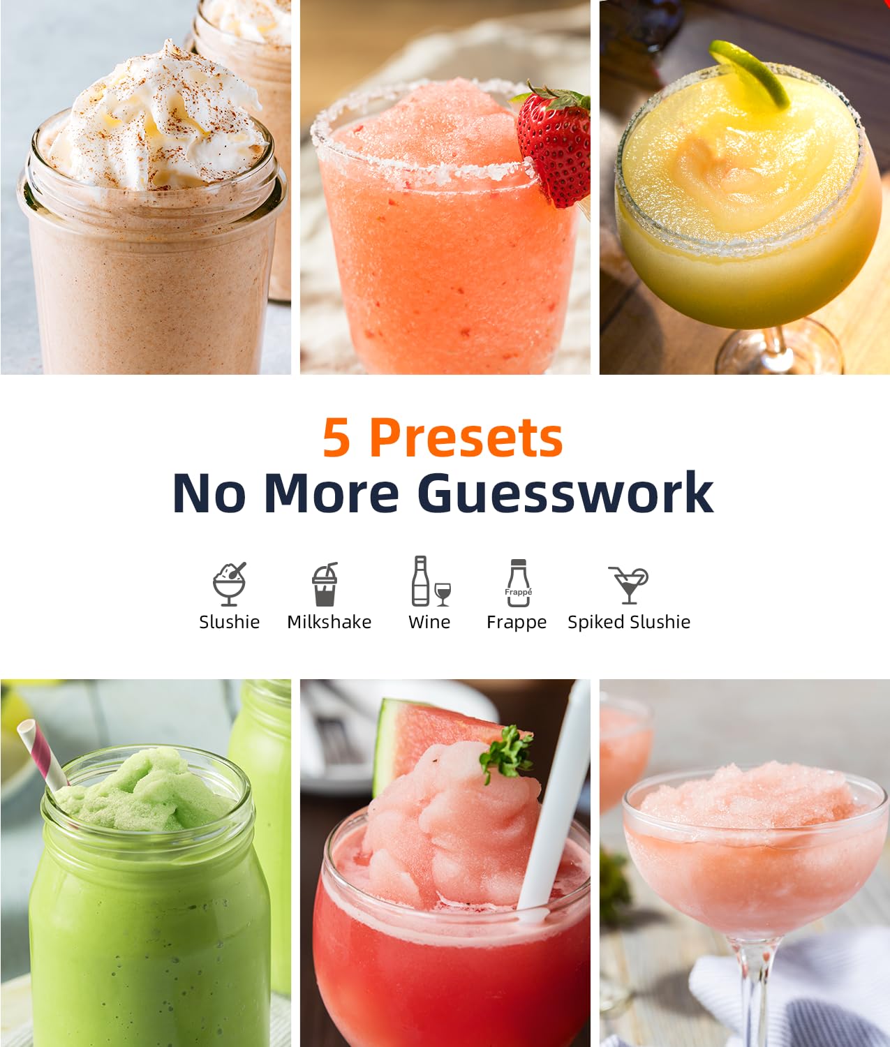 24-Hour Delay Start&Cold Retention, 68 oz Slushy Machine with Self-Cleaning Function, Frozen Drink Maker with 5 Preset Programs,Frozen Margaritas, Frappés, and More