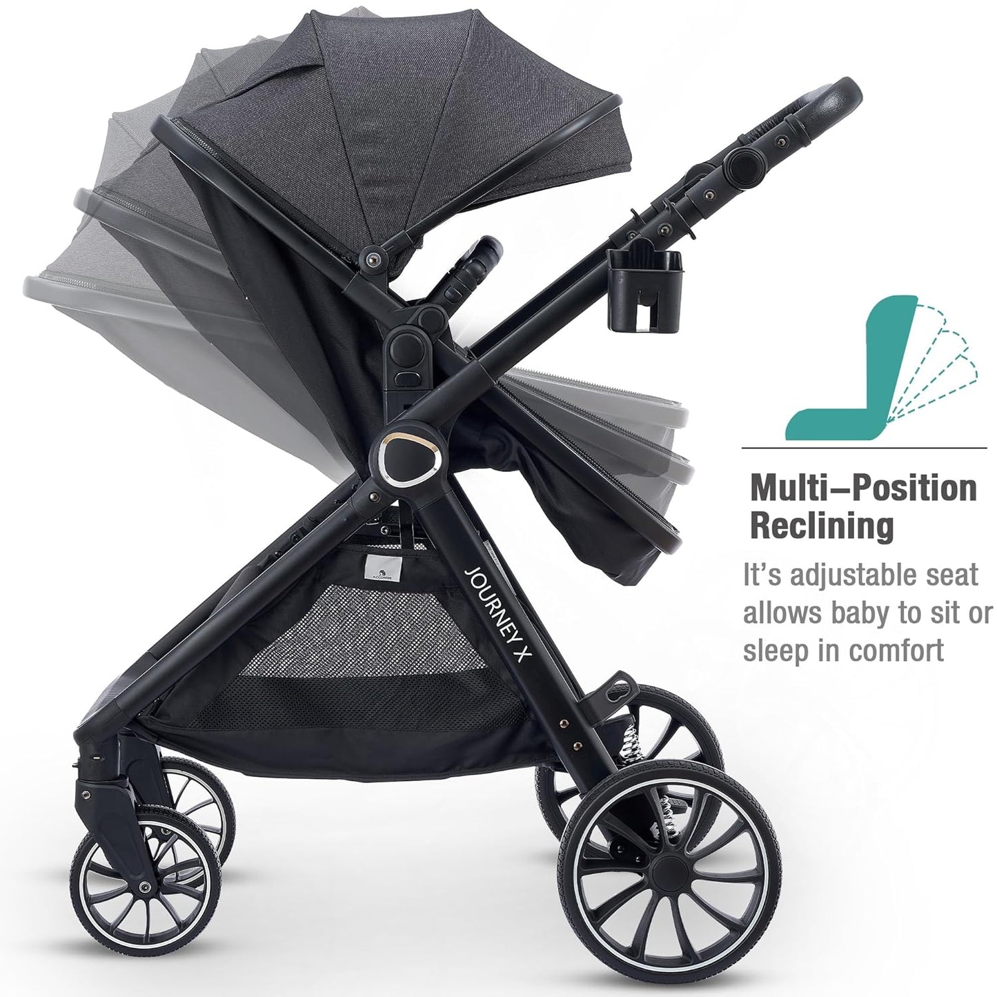 2 in 1 Baby Stroller, Convertible Bassinet Pushchair for Infants and Newborns 0-36 Months