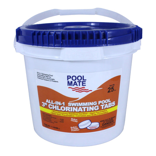 Pool Mate All-in-One 3�测�� Chlorine Tabs �� 25 Lbs