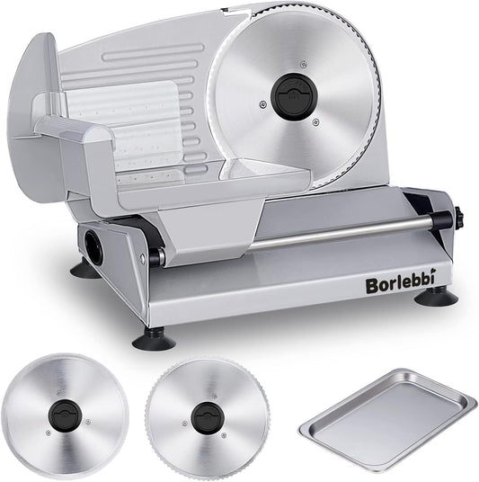 Meat Slicer, 200W Electric Food Slicer with Two Removable 7.5"Stainless Steel Blades