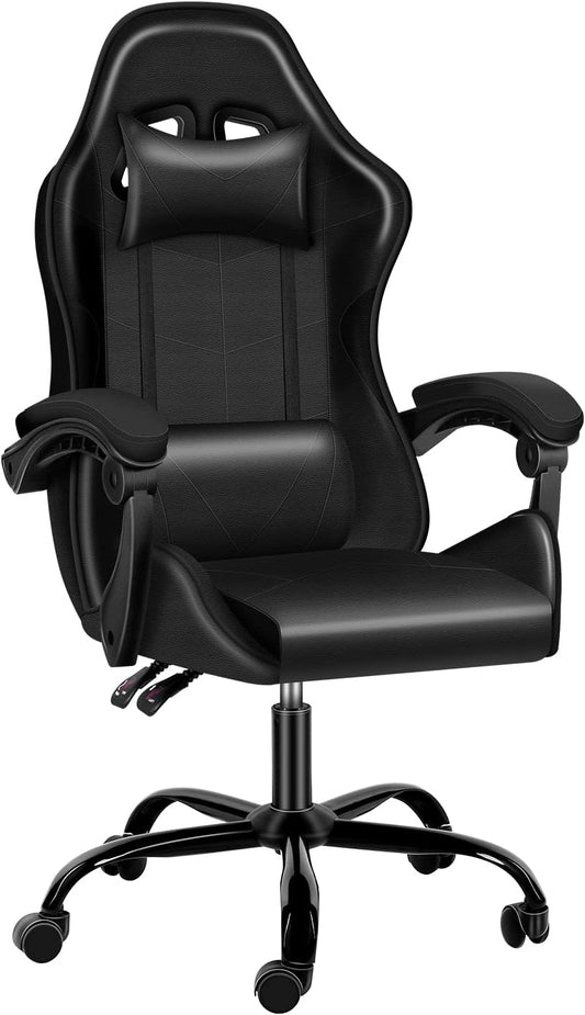 Racing Office Computer Video Game Chair, Without footrest, Black
