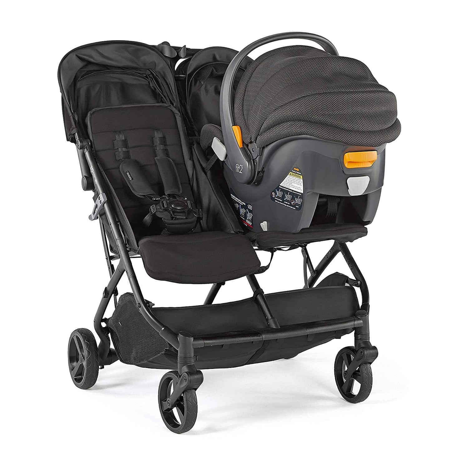 3Dpac CS+ Double Stroller, Black �� Car Seat Compatible Baby Stroller �� Lightweight Stroller with Convenient One-Hand Fold