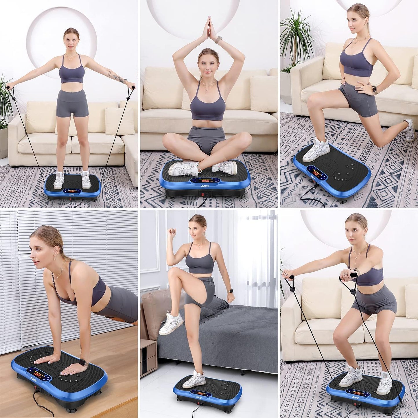 Vibration Plate Fitness Platform Exercise Machine Vibrating Lymphatic Drainage Shaking Full Body Shaker Workout Vibrate Stand Shake Board Sport Gym for Weight Loss Fat Burner for Women Men