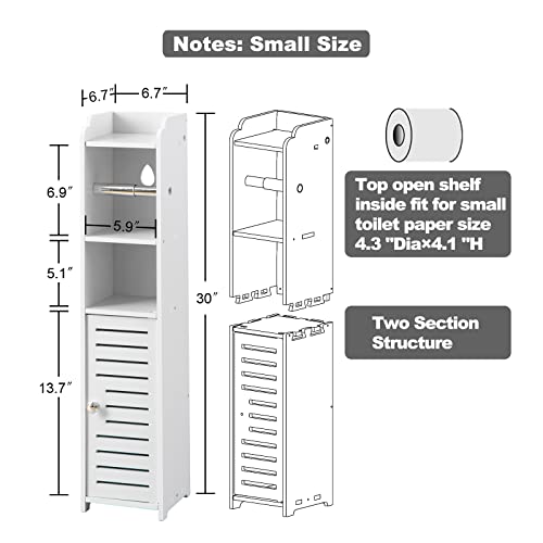 Toilet Paper Holder Stand, Storage Cabinet Beside Toilet for Small Space Bathroom