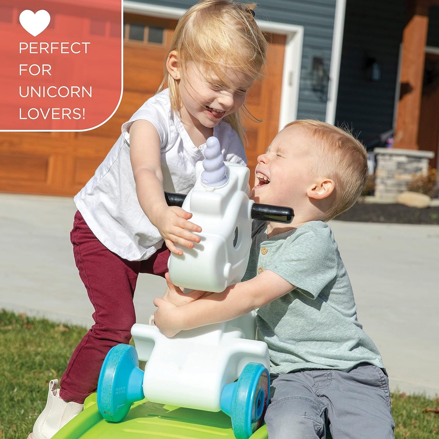 Unicorn Up & Down Roller Coaster Toy for Kids, Ride On Push Car, Indoor/Outdoor Playset, Toddler Ages 2 - 5 years old, Compact Storage, Max Weight 50 lb., Multicolor
