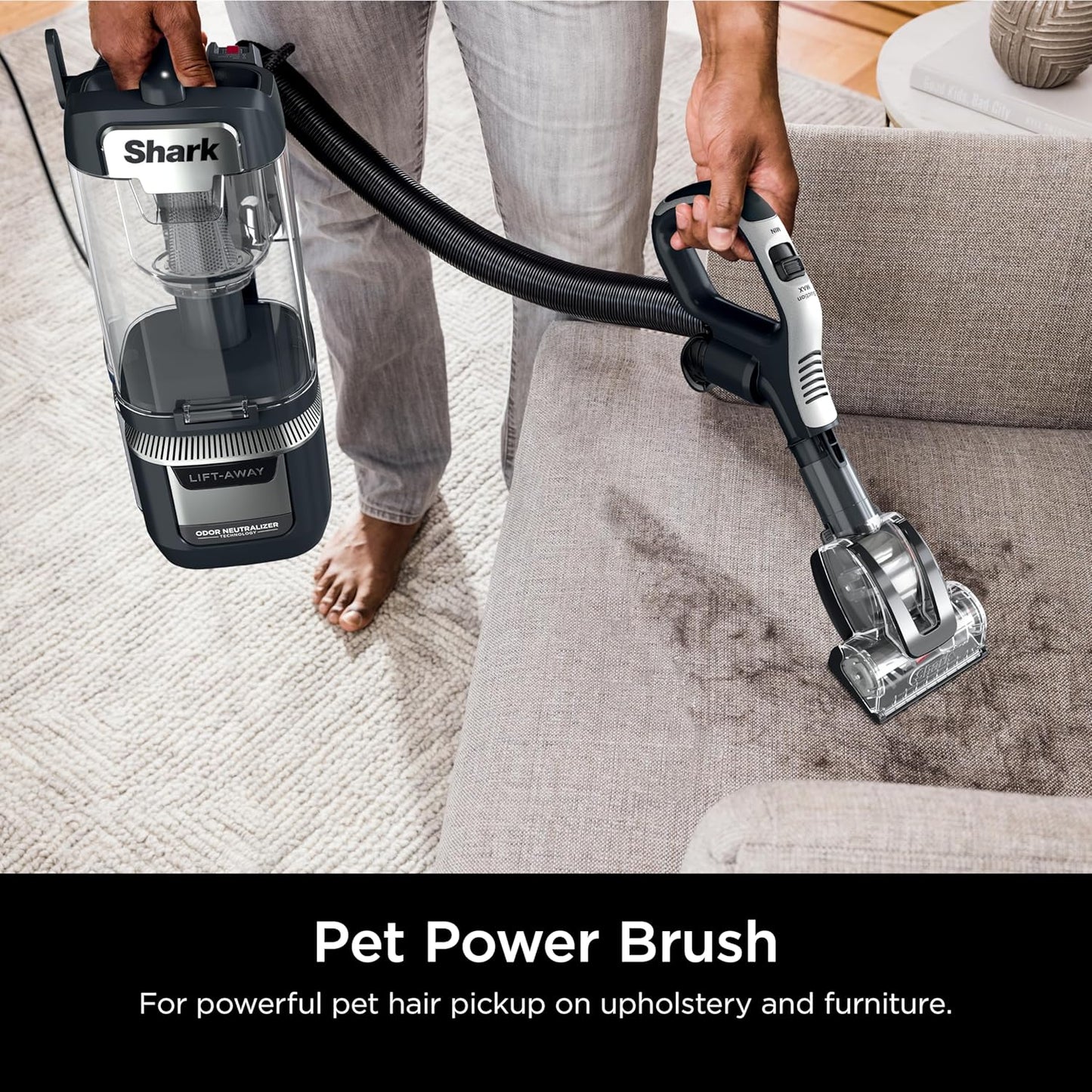 Rotator Pet Pro Lift-Away ADV Upright Vacuum with HEPA Filter, DuoClean PowerFins HairPro and Odor Neutralizer Technology, Pet Hair Pickup, For Carpets & Hardfloors, Dark Grey, LA555