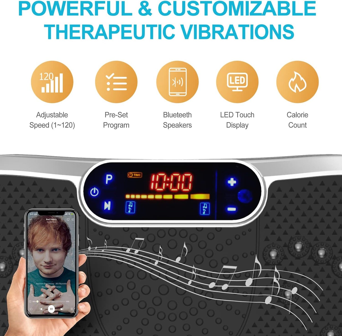 Vibration Plate Fitness Platform Exercise Machine Vibrating Lymphatic Drainage Shaking Full Body Shaker Workout Vibrate Stand Shake Board Sport Gym for Weight Loss Fat Burner for Women Men