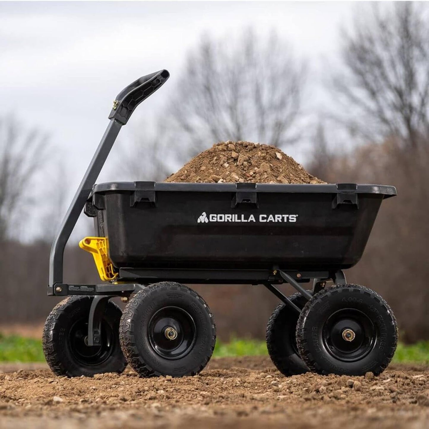 7GCG-NF Heavy-Duty Poly Dump Garden Cart with No-Flat Tires, 7 Cubic Feet, 1200-Pound Capacity, Black, Amazon Exclusive