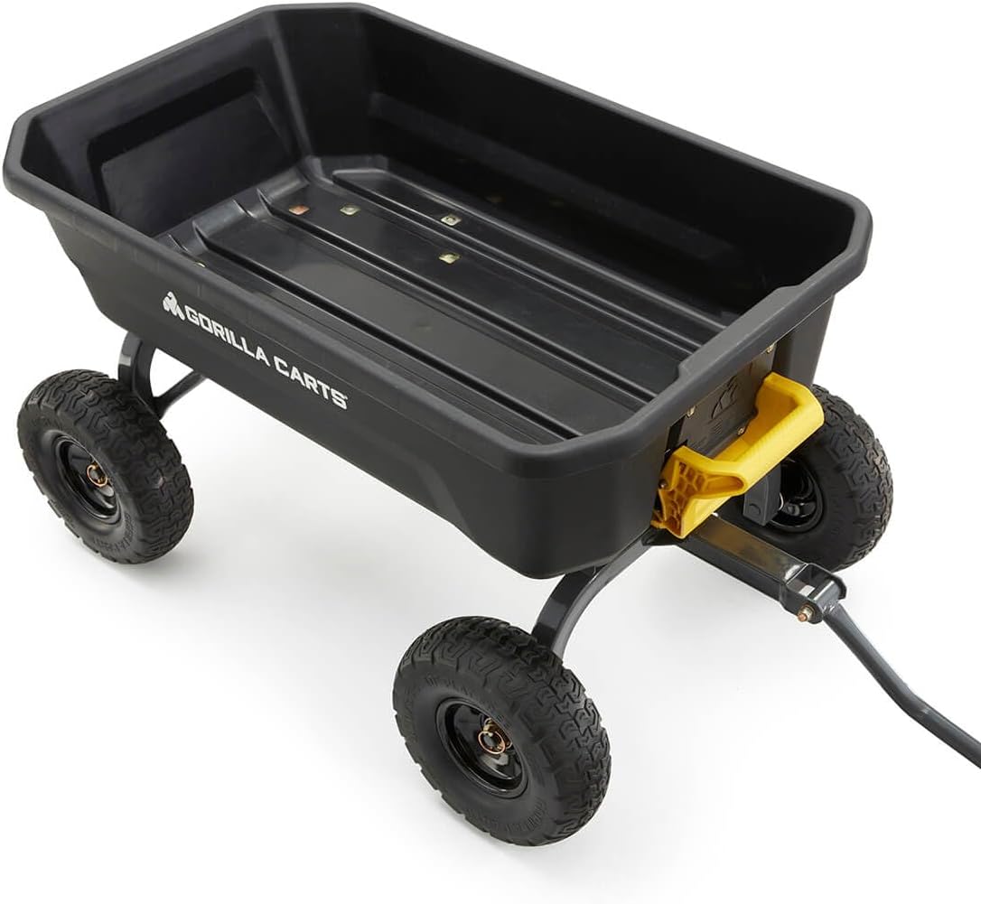 7GCG-NF Heavy-Duty Poly Dump Garden Cart with No-Flat Tires, 7 Cubic Feet, 1200-Pound Capacity, Black, Amazon Exclusive