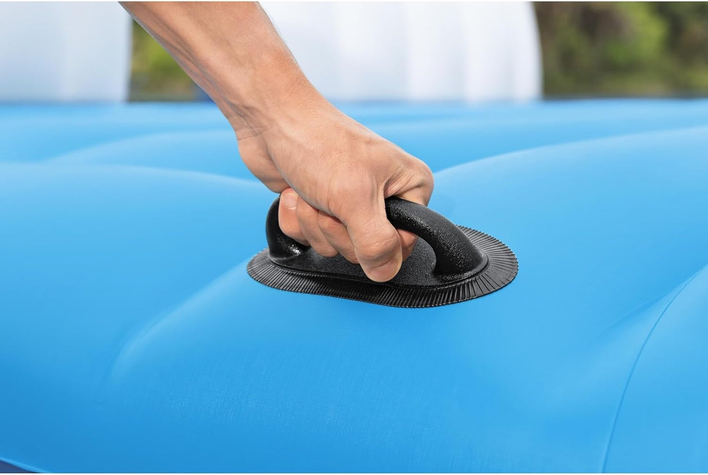 Tropical Breeze 6 Person Inflatable Party Island Large Relaxing Water Float with Detachable Sunshade and Cooler Bag