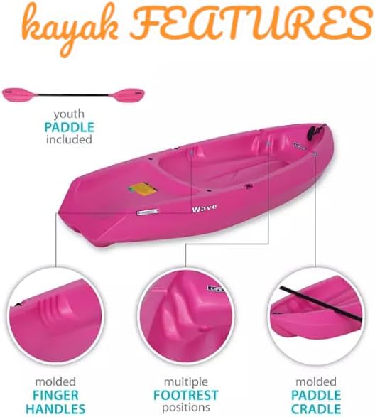 The Wave 6' Youth Kayak with Paddle. Designed for Stability and Safety, It's The Perfect Choice for Young Paddlers Ready to Conquer The Water