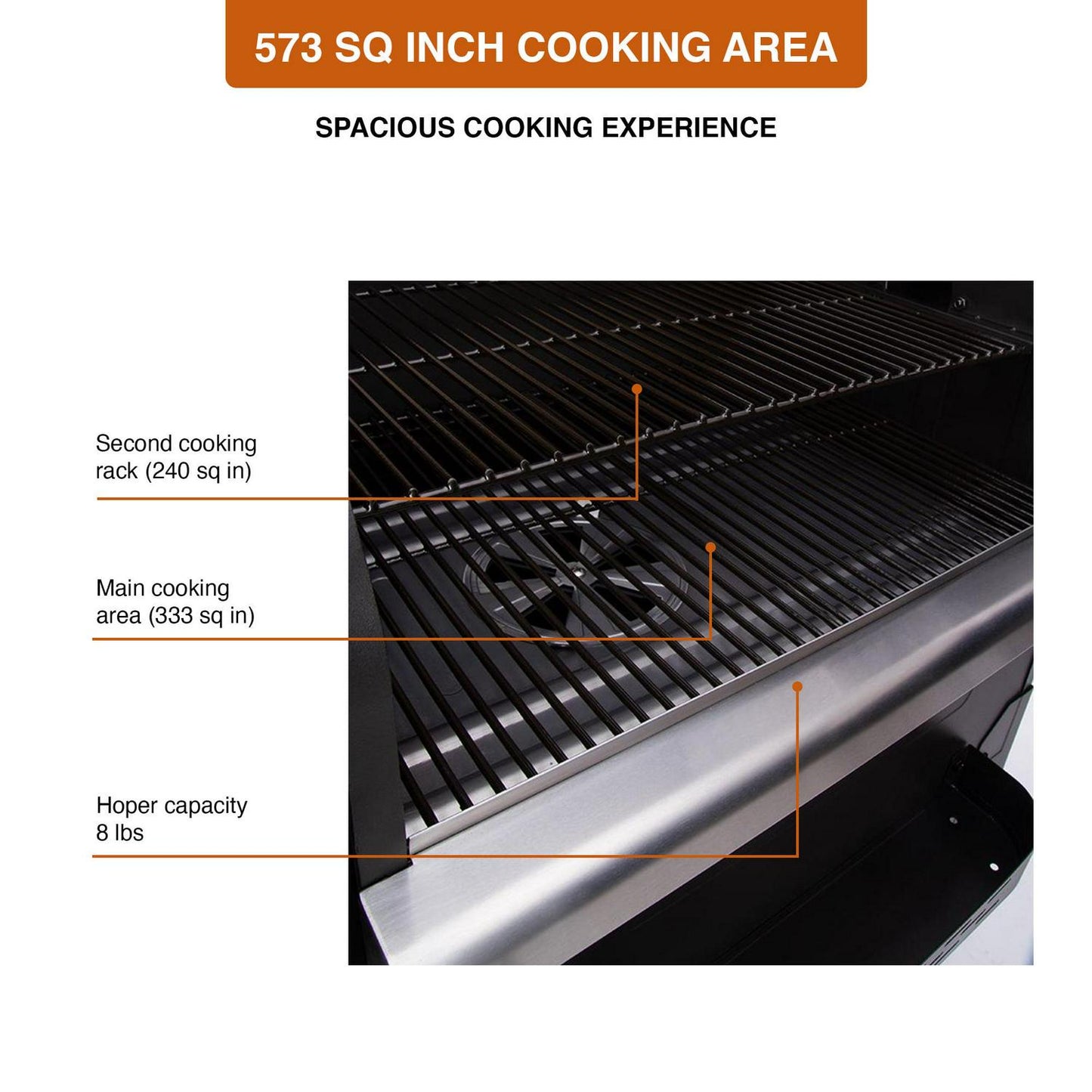 ZPG-600D3E 8-in-1 Pellet Grill & Smoker, 572 sq.in., Porcelain-Coated Steel, Smoke Color