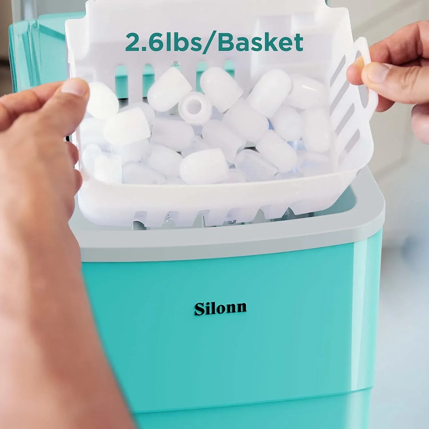 Smart Countertop Ice Maker, Compact Wi-Fi Ice Maker with App Control, 9 Cubes in 6 Mins, 26 lbs per Day