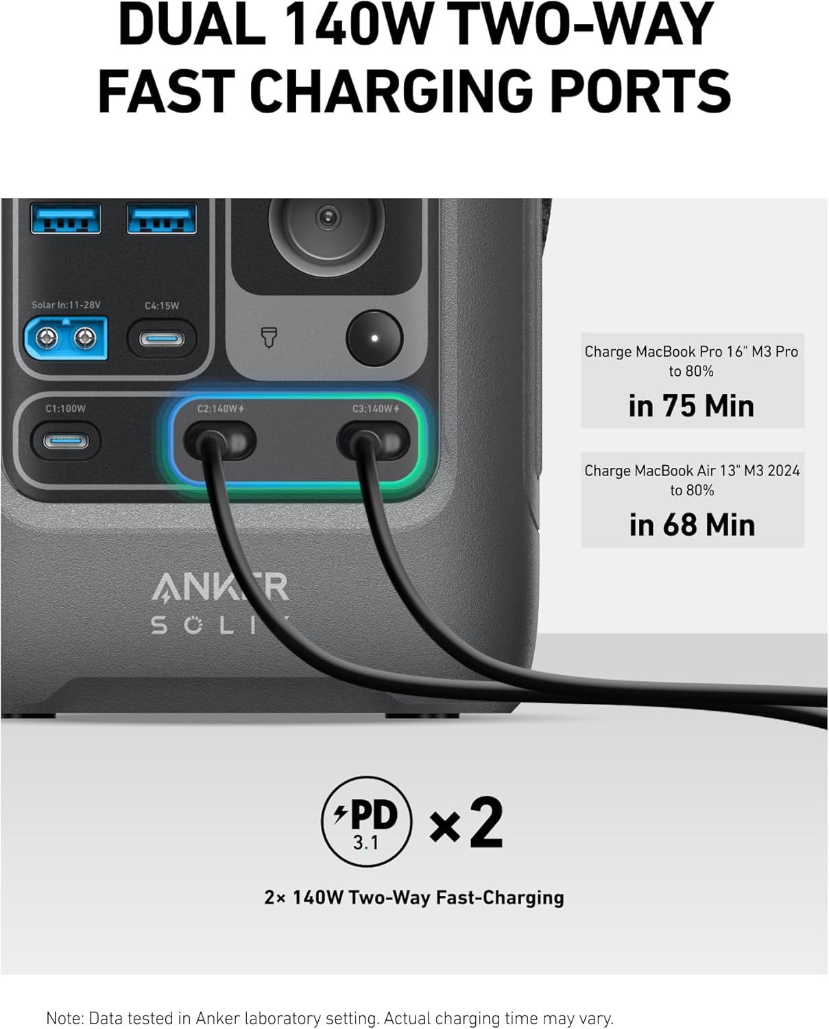 Anker Power Bank Station SOLIX C300 DC (90,000mAh), 288Wh, Portable Power Station, 300W Solar Generator, LiFePO4 Battery, Generators for Home Use, for Outdoor Camping(No Wall Charger Included)