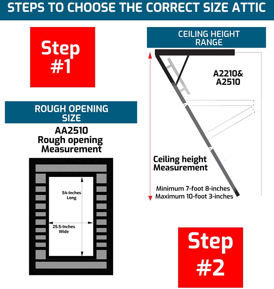 25-1/2 by 54-Inch Elite, 7��8�测��-10-Foot Ceiling Height, 375-Pound Capacity, Type IAA, AA2510, Aluminum Ladder, attic, x Rough Opening, Silver
