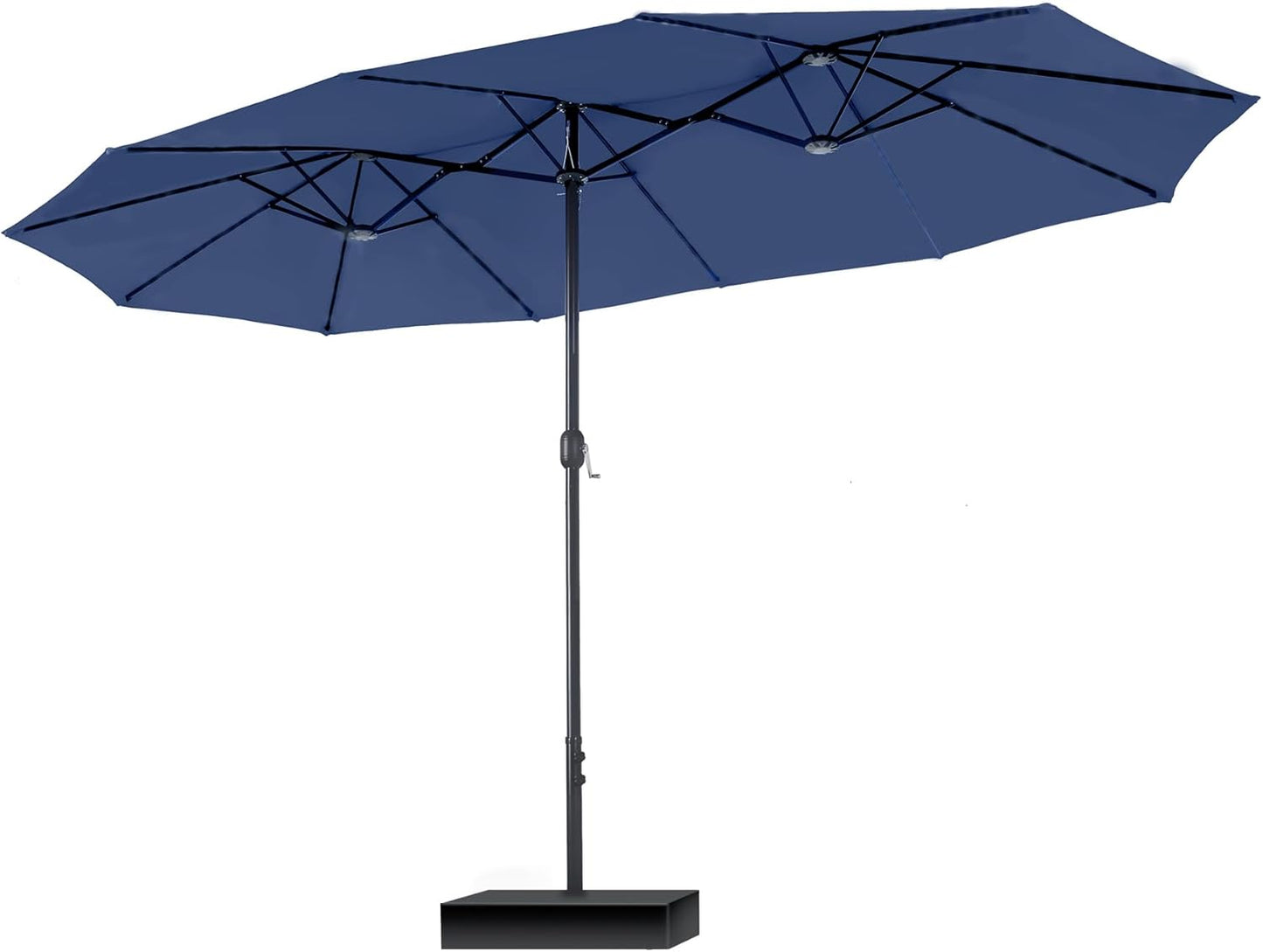 15ft Patio Umbrella Double-Sided Outdoor Market Extra Large Umbrella with Crank, Umbrella Base Included (Dark Red)