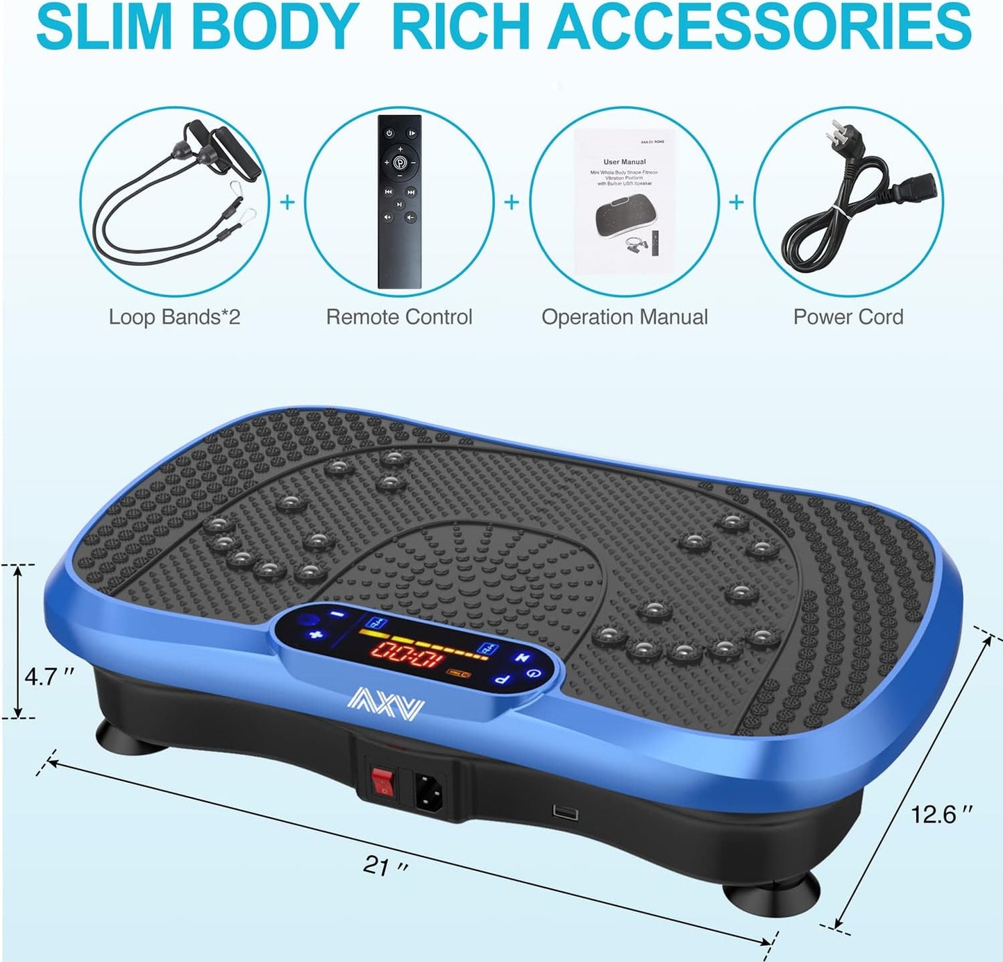 Vibration Plate Fitness Platform Exercise Machine Vibrating Lymphatic Drainage Shaking Full Body Shaker Workout Vibrate Stand Shake Board Sport Gym for Weight Loss Fat Burner for Women Men