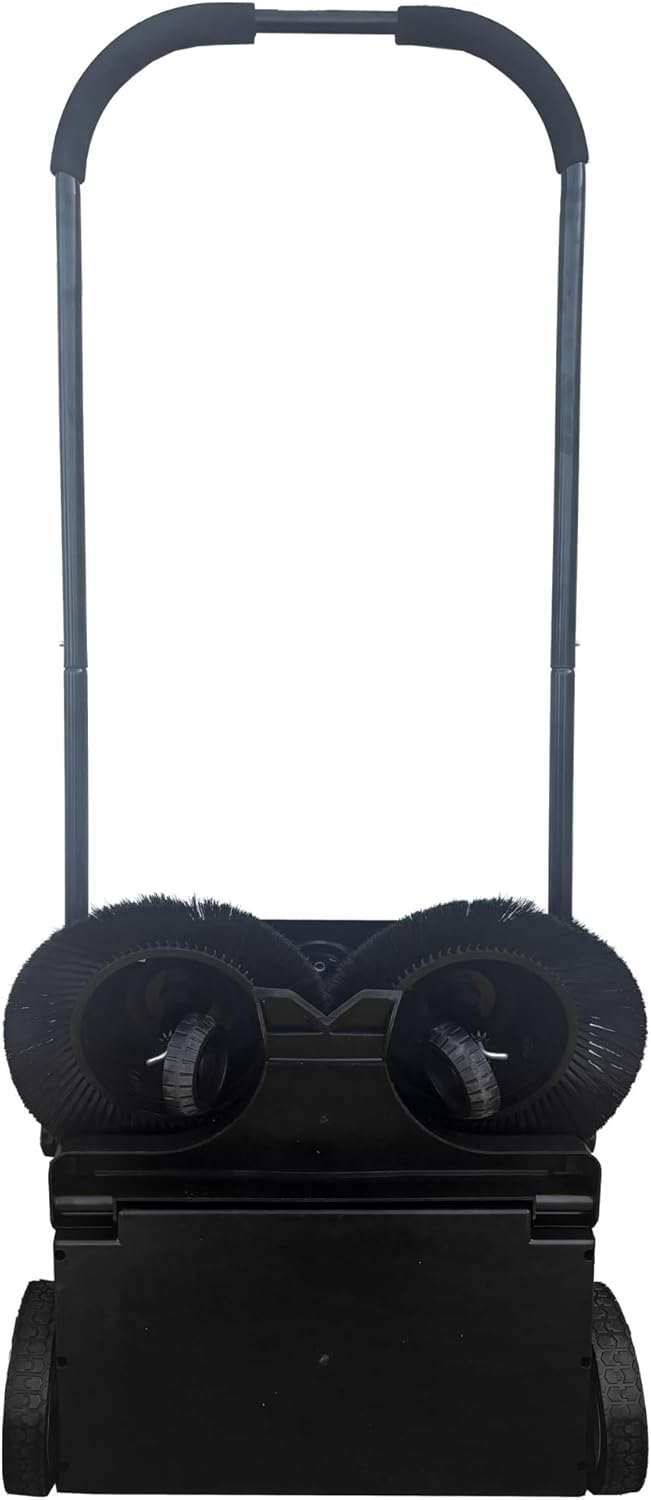 Walk-Behind Outdoor Hand Push Floor Sweeper - 5.25 Gallon Capacity - 25.5" Sweeping Width - Sweeps up to 27,900 ft² / Hour, Grey