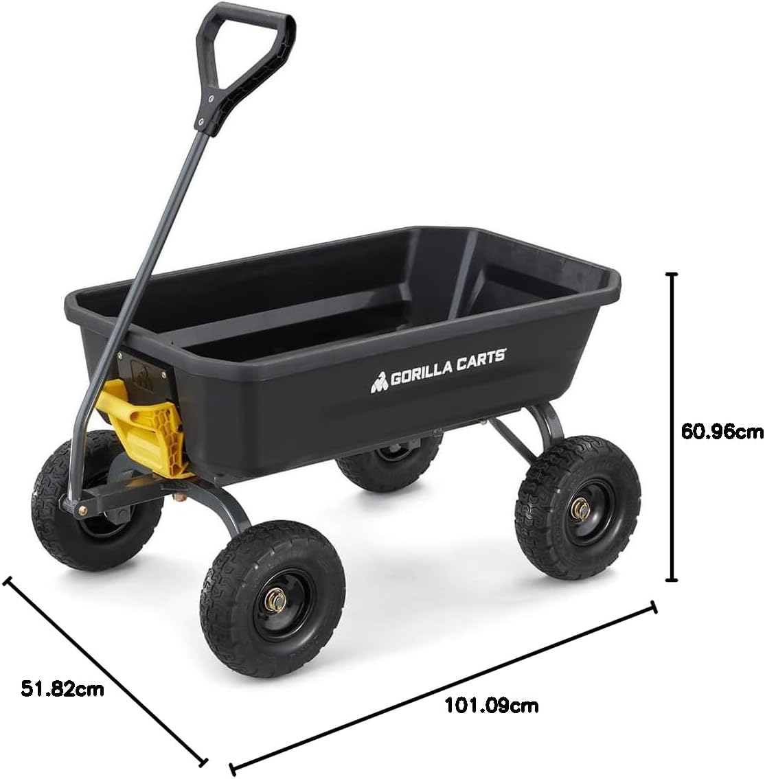 7GCG-NF Heavy-Duty Poly Dump Garden Cart with No-Flat Tires, 7 Cubic Feet, 1200-Pound Capacity, Black, Amazon Exclusive