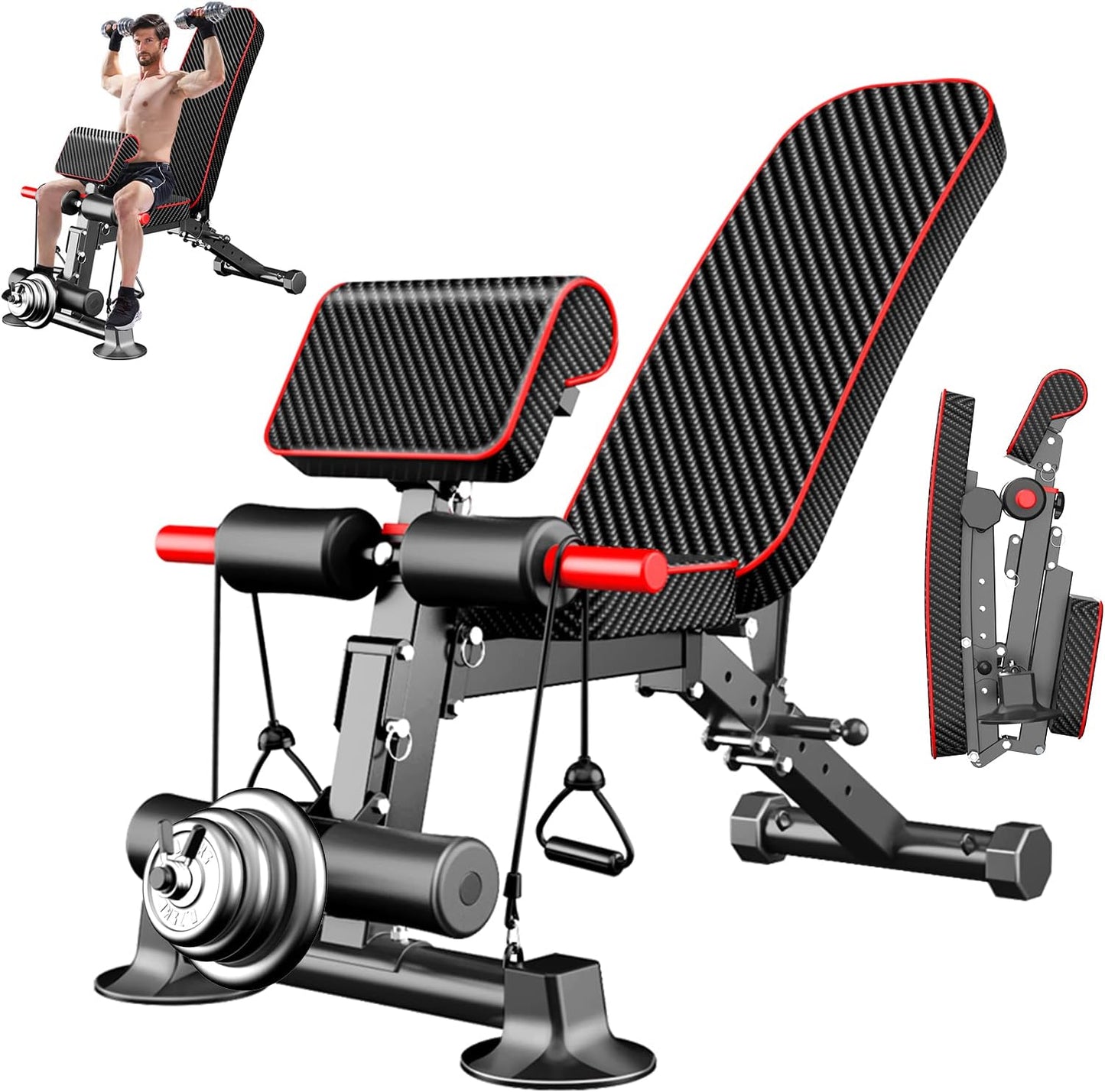 Adjustable Weight Bench - Utility Weight Benches for Full Body Workout, Foldable Flat