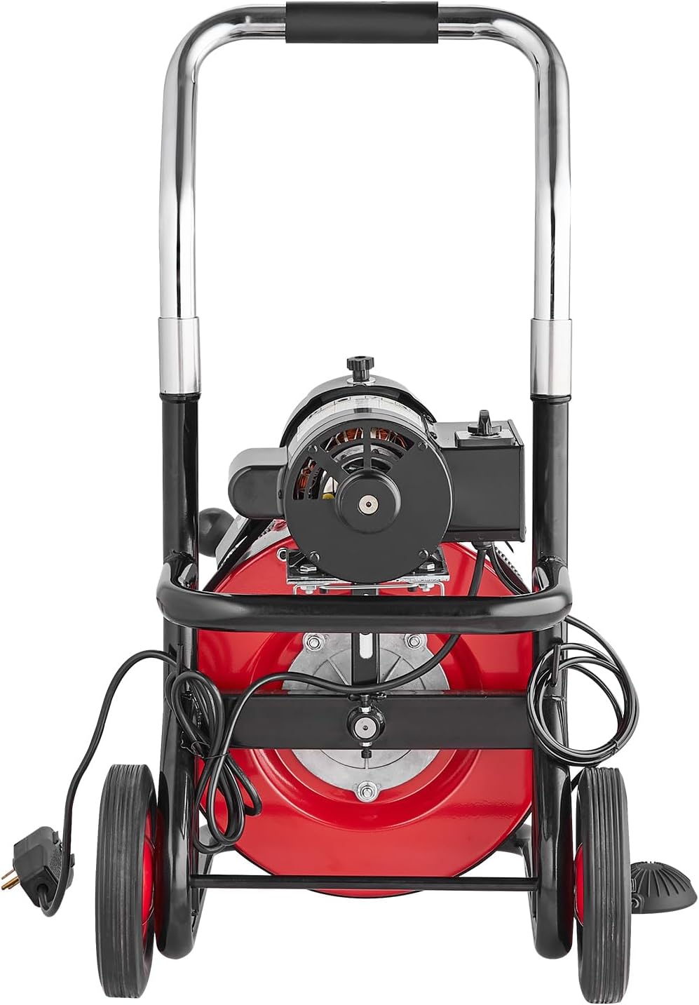 VEVOR Drain Cleaner Machine 100FT x 1/2 Inch, Auto Feed Sewer Snake Auger on Wheels, 550W Portable Drain Cleaning Machine with 8 Cutters & Air-activated Foot Switch for 2" to 4" Pipes