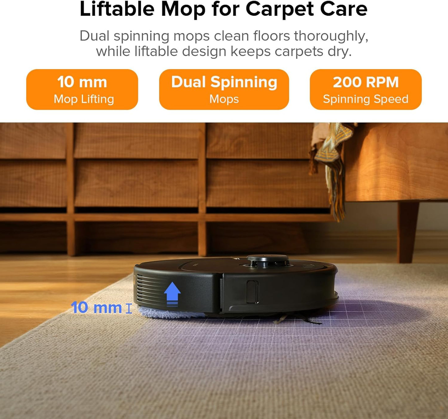 Qrevo Pro Robot Vacuum and Mop with FlexiArm Design Edge Mopping, Dynamic Hot Water Mop Washing and Auto Mop Drying, Intelligent Dirt Detection, 7,000 Pa Suction, Ideal for Carpets